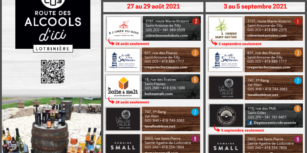Portes ouvertes – Producteurs des alcools d’ici en Lotbinière
